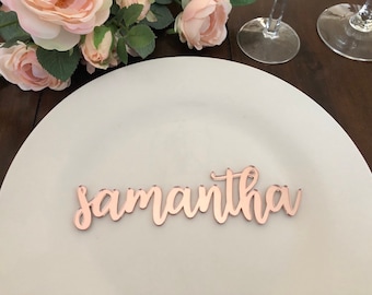 Wedding Name Card, Baby Shower Decor, Escort Place Card, Mirror Acrylic, Dinner Party, Assigned Seating, Guest Name Plate, Custom Favor Gift