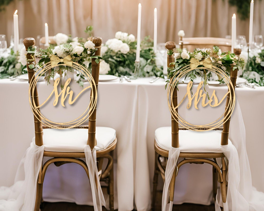 Novia Chair Mr And Mrs Banner Novio & Novia Wedding Chair Signs - 13x11 Inch Bride ...