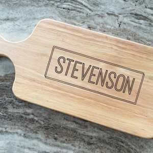 Wood Charcuterie and Cutting Board with Handle, Engraved and Personalized for Gifting at Housewarmings and Weddings image 4