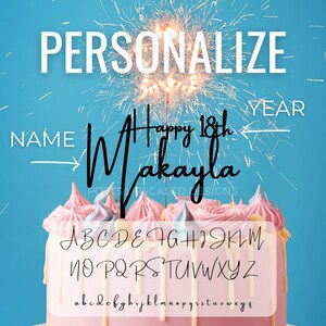 Happy 21st Cake Topper, Personalized Birthday Cake, Custom Name, DIY Cake Decor, Happy 30th 40th 50th 60th, Dessert Table, Acrylic or Wood image 2