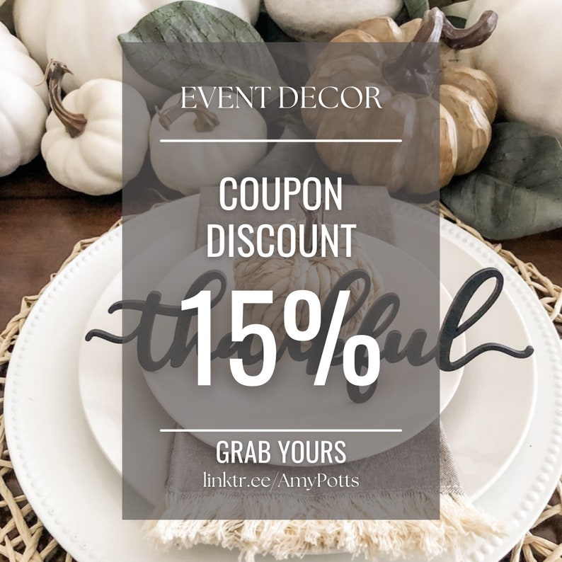 15% off coupon code infographic for Potts Upscaled Designs