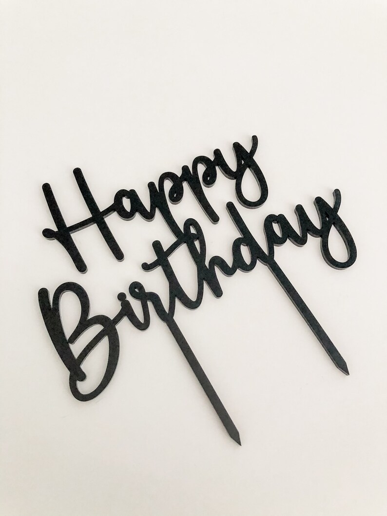 Acrylic Cake Topper Happy Birthday Sign Bouquet Plant Picks Etsy Australia