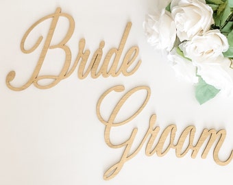 Bride and Groom Chair Signs | Wedding Decor | Head Table Decoration | Mr and Mrs Sign | Laser Cut Wood | Bridal Shower | Sweetheart Table