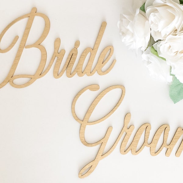 Bride and Groom Chair Signs | Wedding Decor | Head Table Decoration | Mr and Mrs Sign | Laser Cut Wood | Bridal Shower | Sweetheart Table