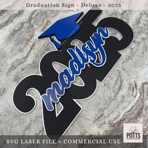 Cartello di laurea deluxe 2025 in formato SVG – File tagliato al laser / Solo download digitale