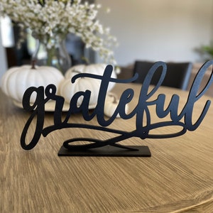 Thankful Sign, Thanksgiving Decor, Fall Centerpiece, Shelf Ledge Mantle Decor, Autumn Decoration, Grateful Blessed and Gather Signs grateful