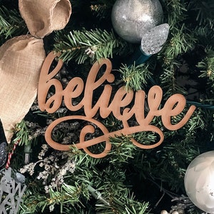 Christmas Wood Signs, Believe, Noel, Joy, Merry, Peace, Holiday Decoration, Wreath Sign, Garland Ornament, Christmas Tree, Laser Cut