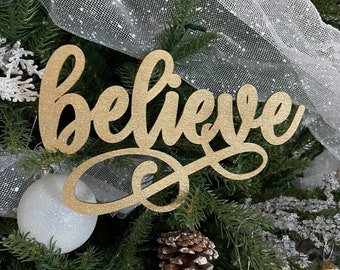 Christmas Wood Signs, Believe, Noel, Joy, Merry, Peace, Holiday Decoration, Wreath Sign, Garland Ornament, Christmas Tree, Laser Cut Plaques