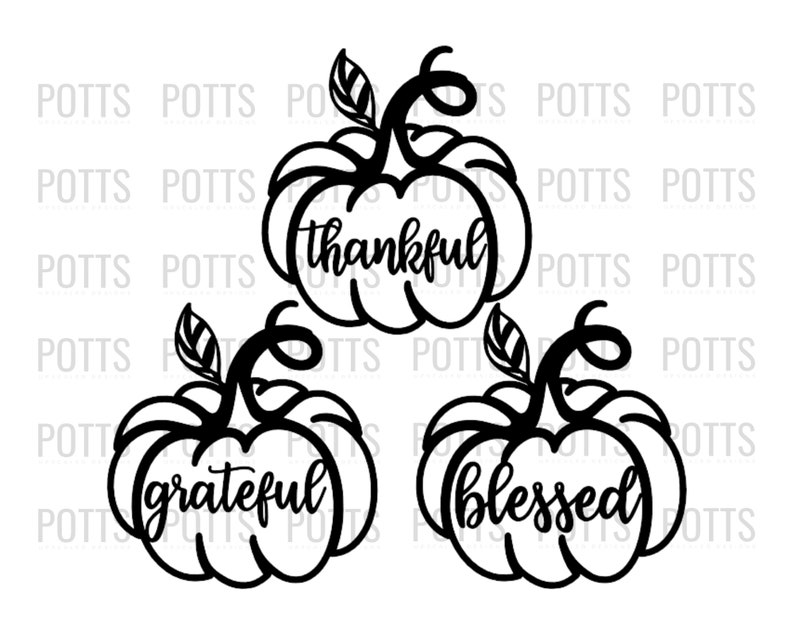 3 Thankful Pumpkins, Grateful Blessed, Thanksgiving Decor, Fall Place Cards, Plate Ornament, Farmhouse Table, Fall Wood Decoration image 6