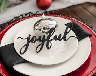 Christmas Wood Place Card: Holiday Table Setting Decor