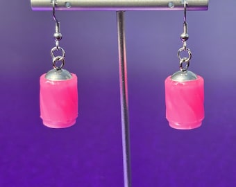 Glow in the Dark Barrel Valve Stem Cap Earrings Pink