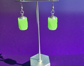 Glow in the Dark Barrel Valve Stem Cap Earrings Green