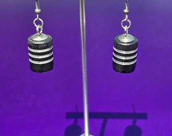 Barrel Valve Stem Cap Earrings Black/Gunmetal