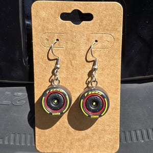 Formula Open Wheel RB Rear Tyre 1/43 Scale Earrings
