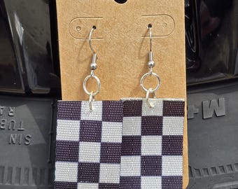 Checkered Seatbelt Webbing Earrings