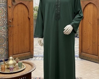 Moroccan Men's Djellaba in Soft Mlifa Fabric, Traditional Caftan with Hood and Zipper, Prayer Garment, Eid Gift