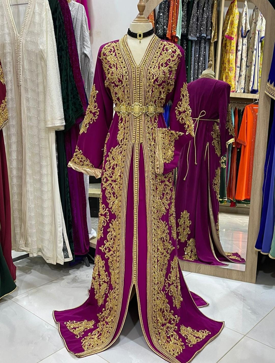 RUST FEATHER MOROCCON KAFTAN