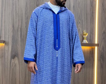 Marockansk djellaba för män | Handbroderad kaftan med textur