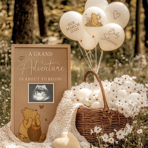 Winnie the Pooh Pregnancy Announcement Gender Neutral Social Media Reveal Grand Adventure Classic Pooh Bear Digital Announcement