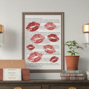 Romantic Love Quote Wall Art | Abstract Kiss Print Poster | Digital Download for Bedroom, Couples Gift, Anniversary & Valentine’s Decor