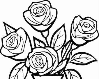 Classic Roses in a Vase SVG & PNG