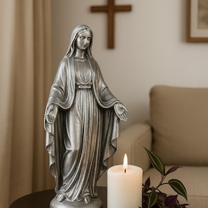 Virgin Mary Bust - Handmade Virgin Mary Bust – Aluminum Religious Sculpture – Catholic Home Decor – Spiritual Art - Blessed Mother Sculpture