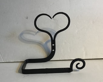 Toilet paper holder heart  bathroom decor wall hanging iron holder  black bronze