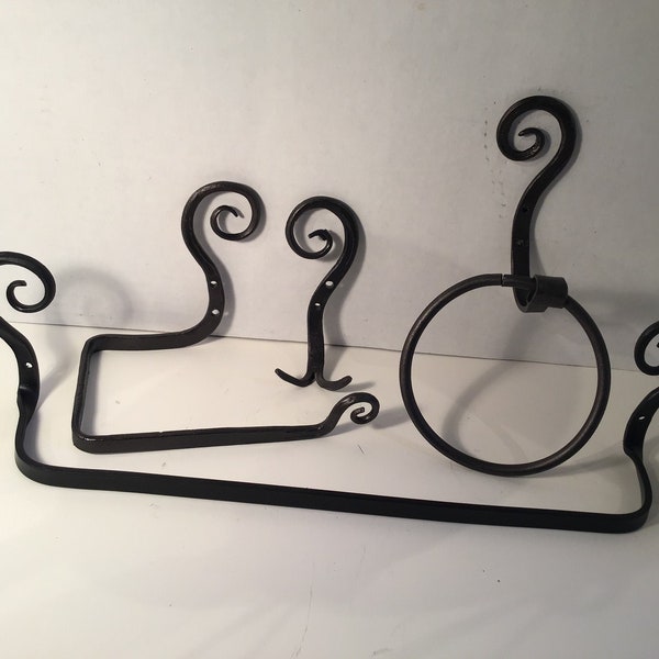 Bathroom set towel bar toilet tissue towel ring double hook for bathrobe back of door hook copper bronze black scroll infinity  fern scroll