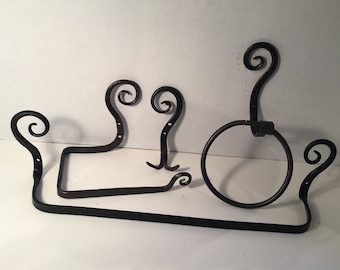 Bathroom set towel bar toilet tissue towel ring double hook for bathrobe back of door hook copper bronze black scroll infinity  fern scroll