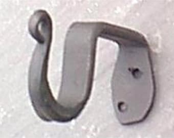 Brackets set of 2 black bronze hand forged metal delicate scroll tip curtain  rod holder