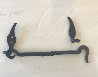 Hook 9 inches barn door black iron sturdy forged Maine made