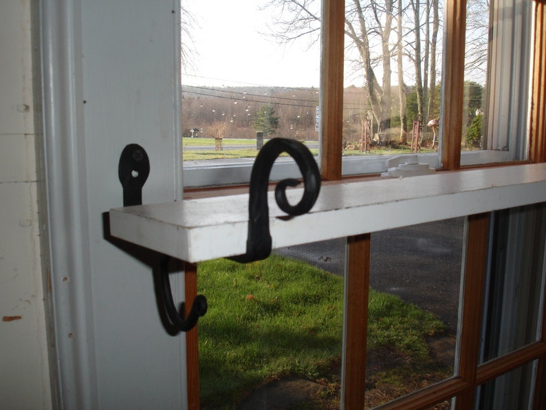Shelf Brackets Black Iron hold curtain rod or shelf quilt Etsy