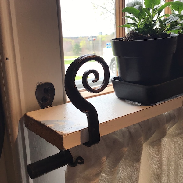 Shelf brackets for window flower pots indoor garden curtain rod hook black bronze copper different  designs