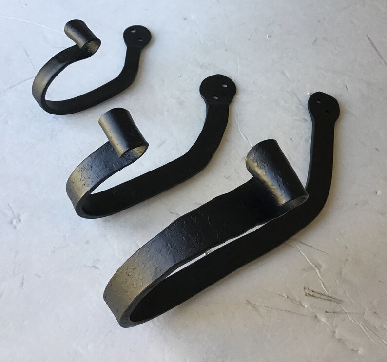 Curtain Tiebacks With Jog Iron Curled End Black Etsy