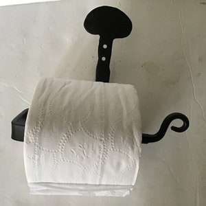 Bean toilet paper holder holds a large roll hand forged iron black bronze copper