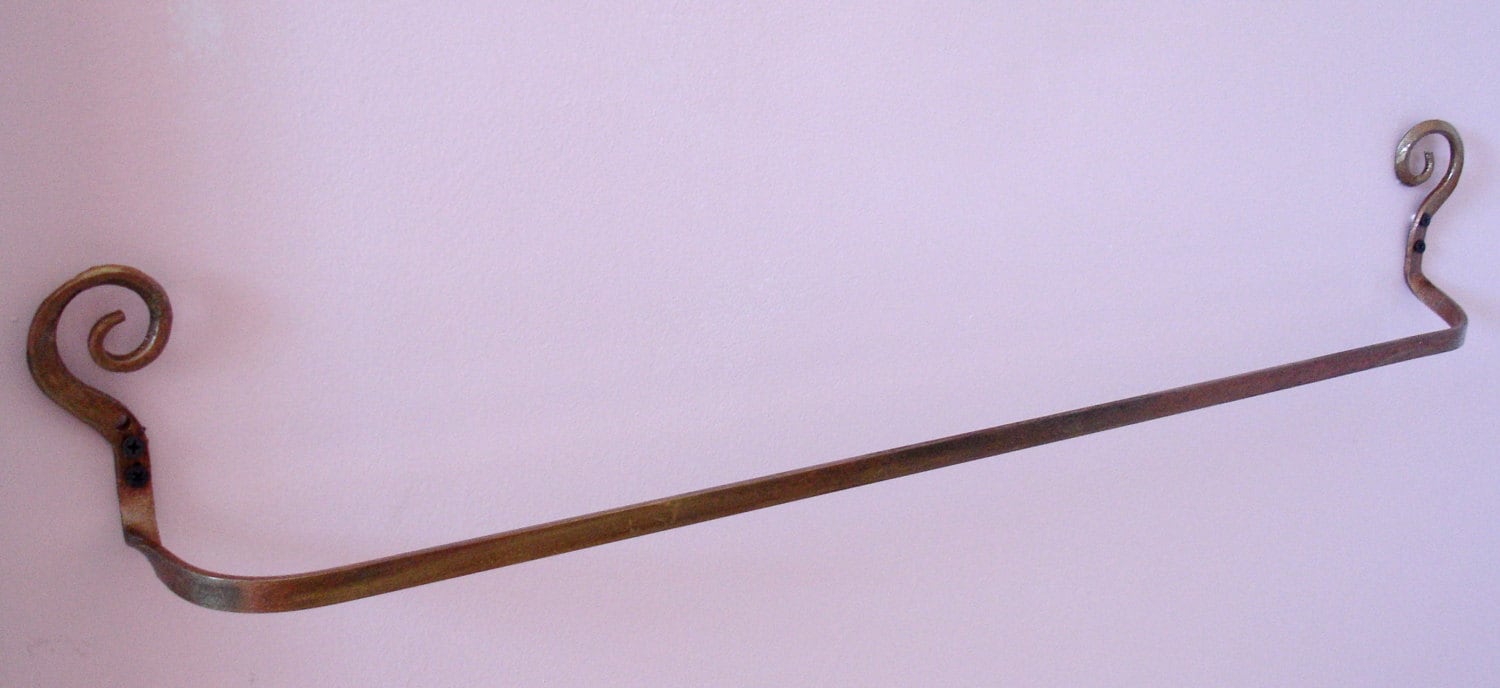 Scroll Towel bar Copper bronze or black finish holds towels in Etsy