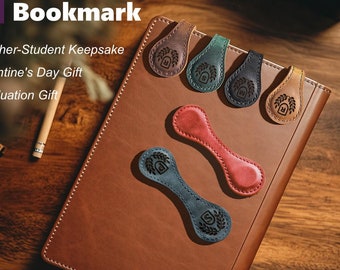 Engraved Magnetic Bookmark, Custom Leather Magnet Book Clip, Design with Name or Initials, Handmade Unique Book Accessories for Him or Her