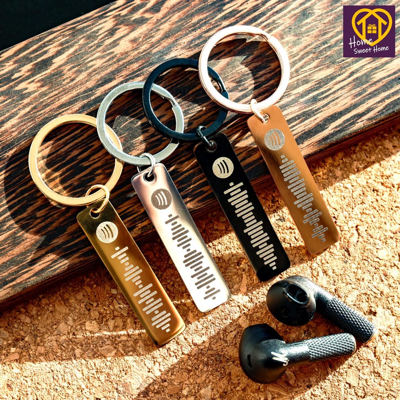 Personalized Spotify Keychain, Spotify Scannable Music Keyring, Custom Music Gift Keyring, Custom Engraved Keychain, Name Keychain gift