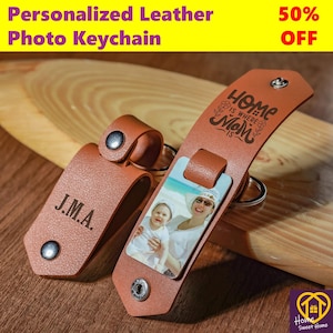 Personalisierte Leder Foto Schlüsselbund, erste Muttertagsgeschenk, Geschenk für Papa, Jahrestag Geschenk für Paare, Brautjungfer Geschenk, Geschenk für ihn