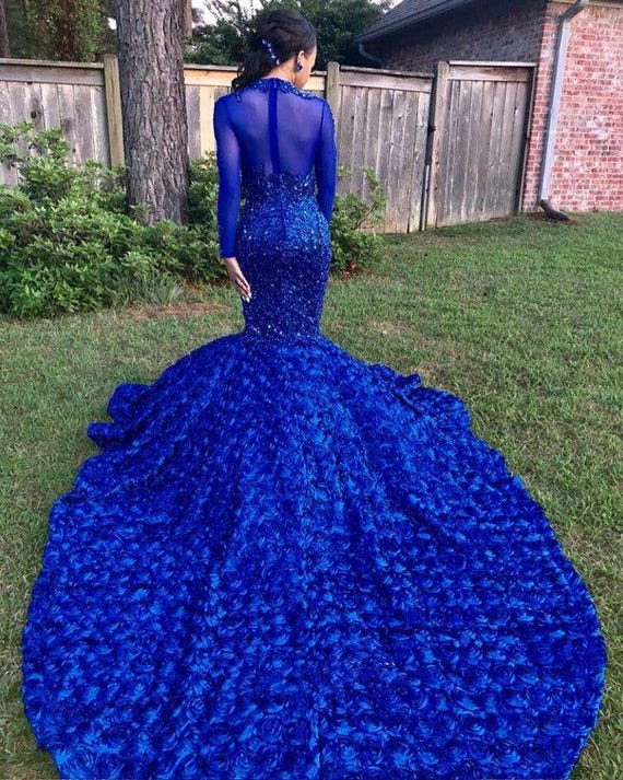 strapless open back dress Evie Sky Blue Mermaid Strapless Lace Prom Dress With Appliques main image 0