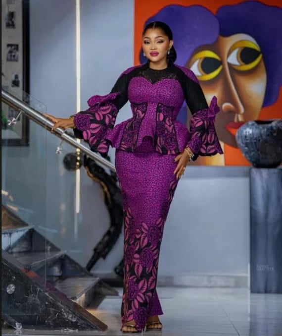 African Print Woman's Dress Purple Combination Perfect for All Occasions  Including Wedding Anniversaries,babydedication, Religion Services, - Etsy
