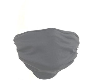 Unisex Black  Reusable Cotton Face Mask Filter Pocket Mouth Mask. Dust Pollen. Adult or Children Sizes. Made In USA  GATHERED STYLE