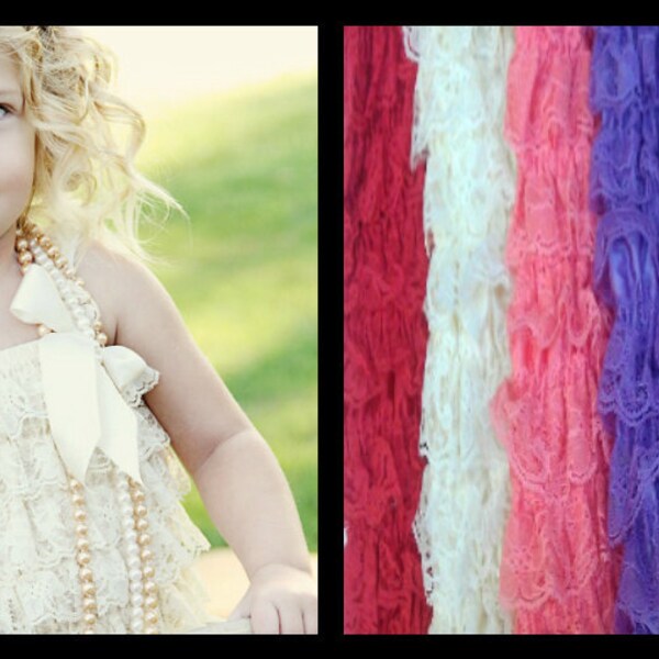 XXL Big Girl Size 6-8  Beautiful Petti Lace Romper with Shoulder Straps  Big Girl Size