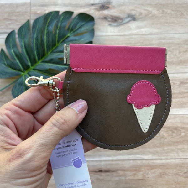 Ice Cream Cone Coin Purse, Round Coin Purse, Snap Purse, Flex Frame Pinch Purse, Circle Shape Purse