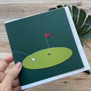 Golfkaart, blanco van binnen, ideaal voor elke gelegenheid, handgemaakt met leren appliqué, verjaardagskaart, wenskaart, unieke kaart, kinderkaart