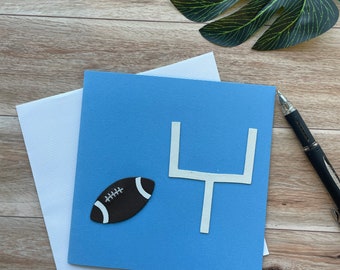 Football Card, Blank inside, Great for any Occasion, Handmade with Leather Applique, Birthday Card, Greeting Card, Unique Card, Kids Card