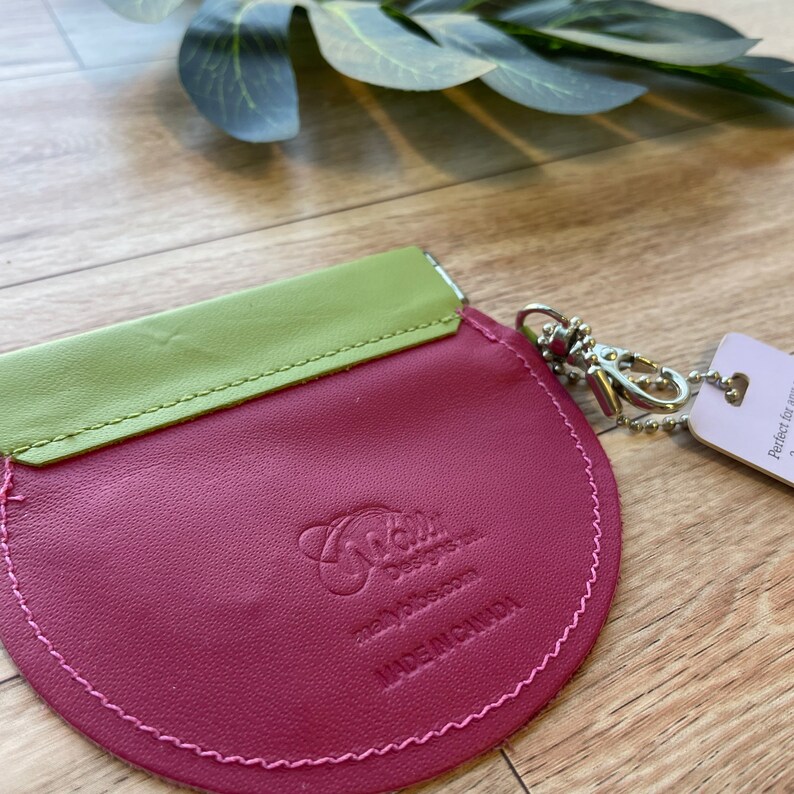 Leather Coin Purse with Tree, Round Change Purse, Penny Pinch Purse, Snap Purse, Circle Shape Purse image 5