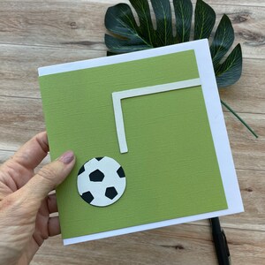 Voetbalkaart, blanco van binnen, ideaal voor elke gelegenheid, handgemaakt met lederen appliqué, verjaardagskaart, wenskaart, unieke kaart, kinderkaart