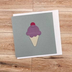 Kaart met ijsontwerp in leerappliqué, verjaardagskaart, wenskaart, unieke kaart, kinderkaart