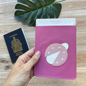 Ladybug Leather Passport Case, Sleeve Style, Fits USA or Canada Passports